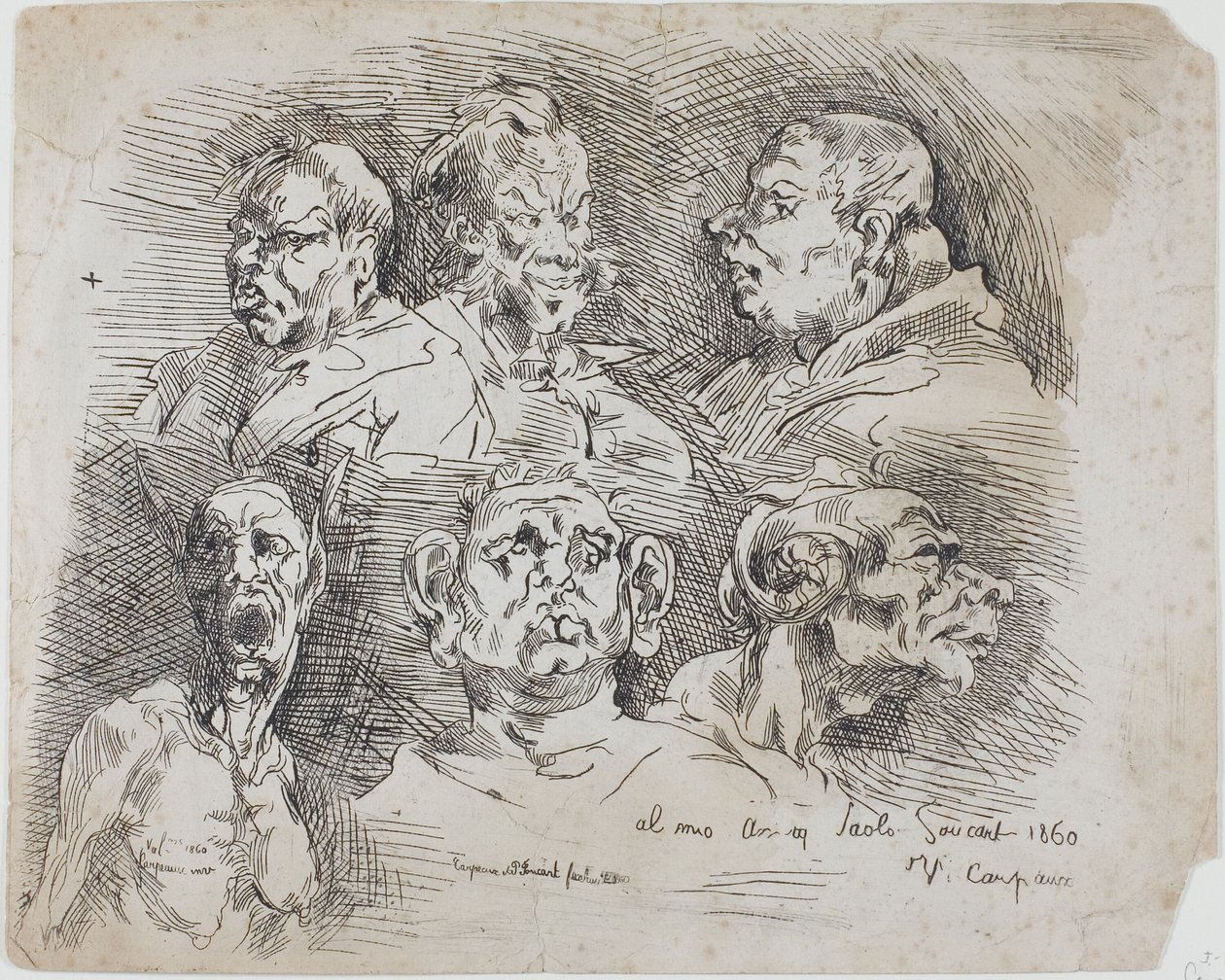 Studier av hoder av Jean Baptiste Carpeaux