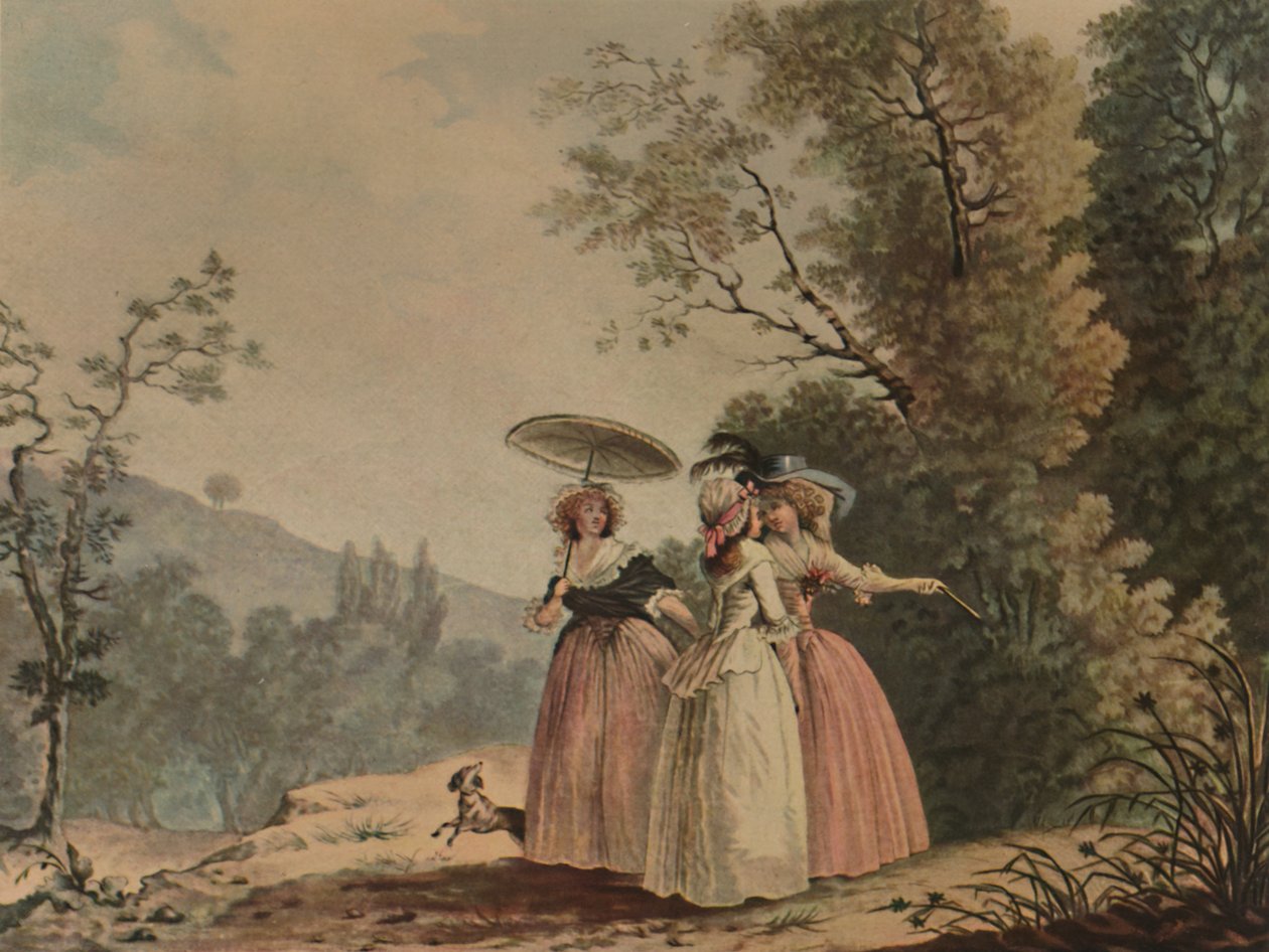 The Parisian Graces In The Bois De Vincennes, 1790, 1913 av Jean Baptiste Chapuy