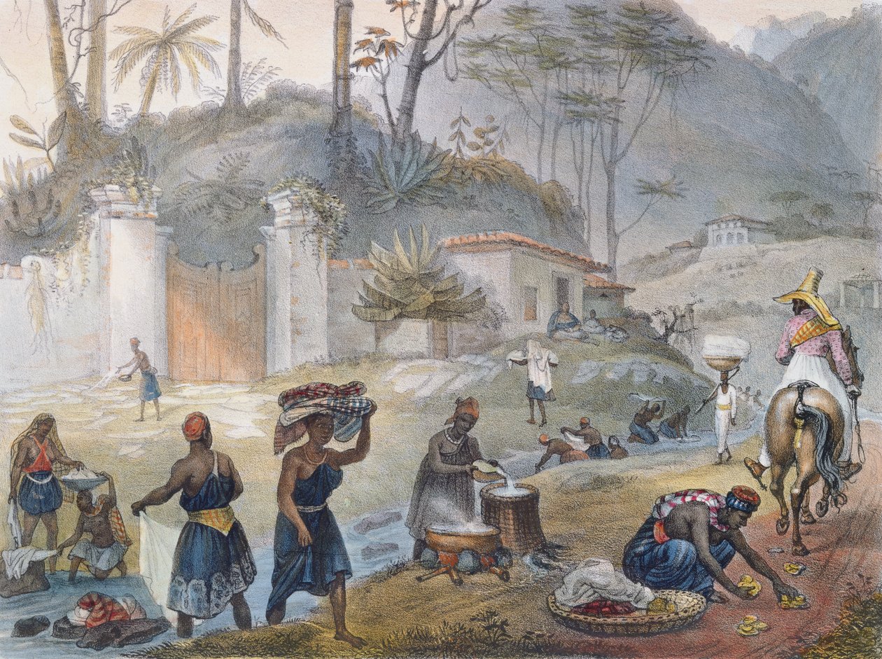 Black Washerwomen ved en elv, fra 