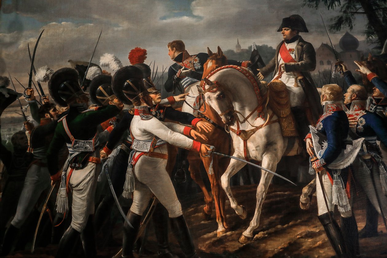 Bonaparte Haranguing den bayerske og Württembergske hæren i Abensberg av Jean Baptiste Debret