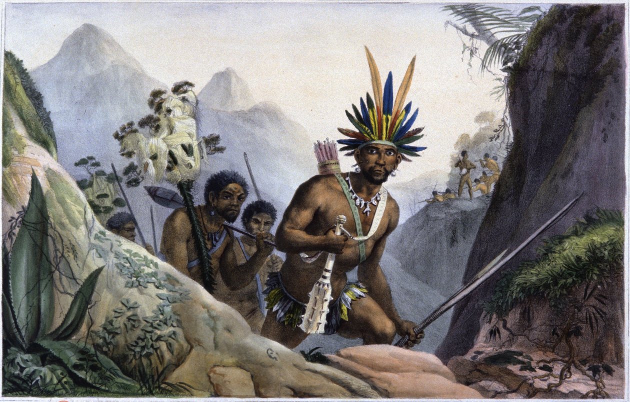 Brasil: Fjellindianerstamme av Jean Baptiste Debret