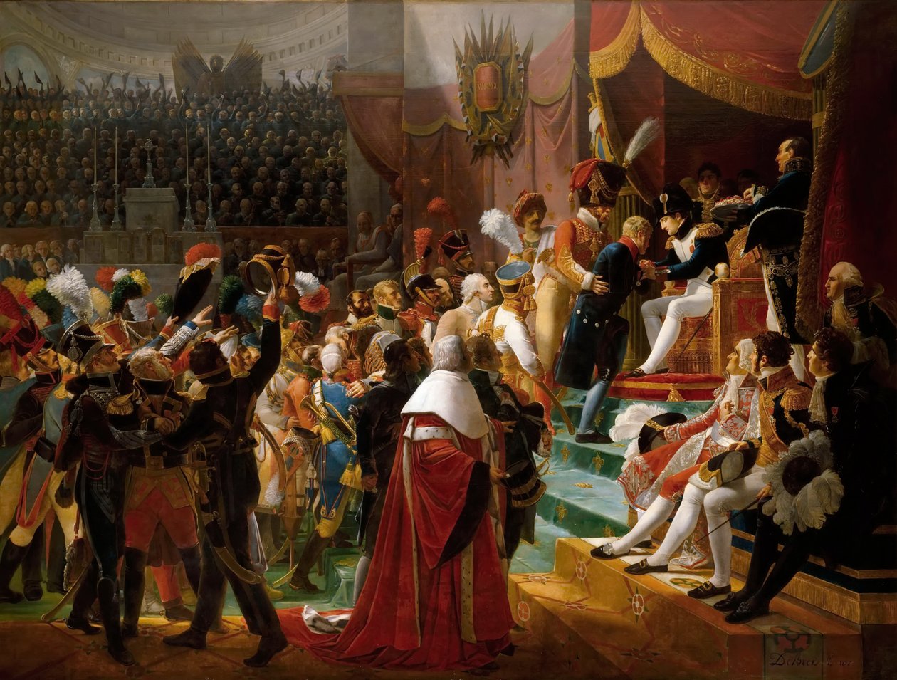 Første overføring av Æreslegionen, 15. juli 1804, ved Saint-Louis des Invalides av Jean Baptiste Debret