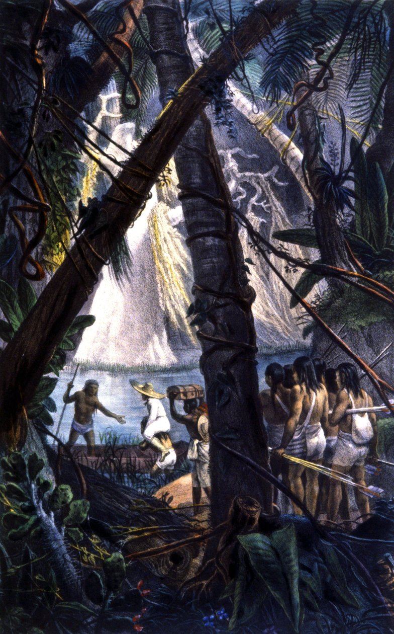 Goyana-indianere i den amazoniske skogen. Litografi 1839 av Jean Baptiste Debret