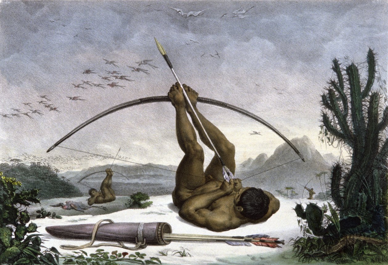 Indianere som trekker buen av Jean Baptiste Debret