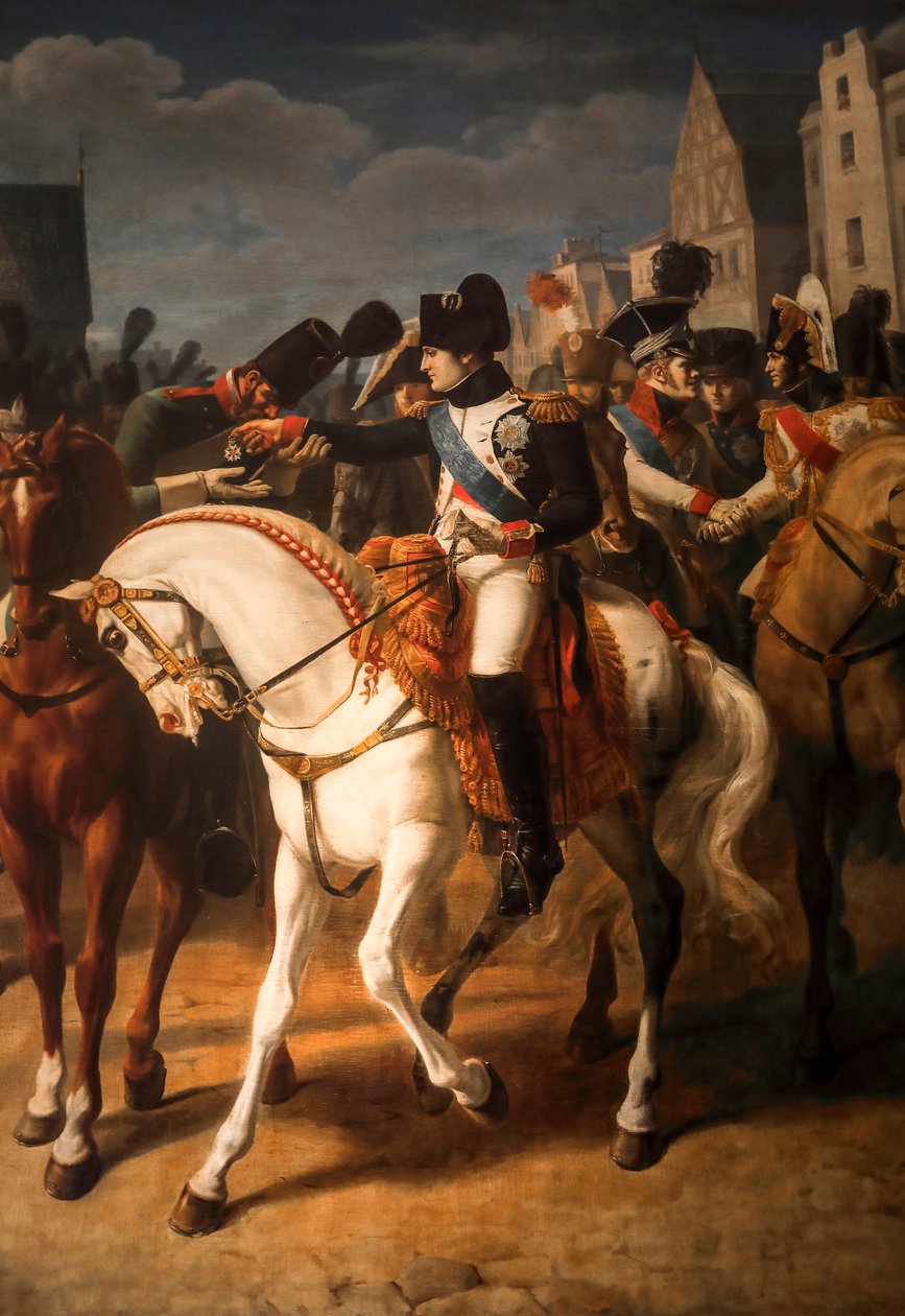 Napoléon gir æreslegionens kors til en russisk soldat i Tilsitt 1808 (olje på lerret) av Jean Baptiste Debret