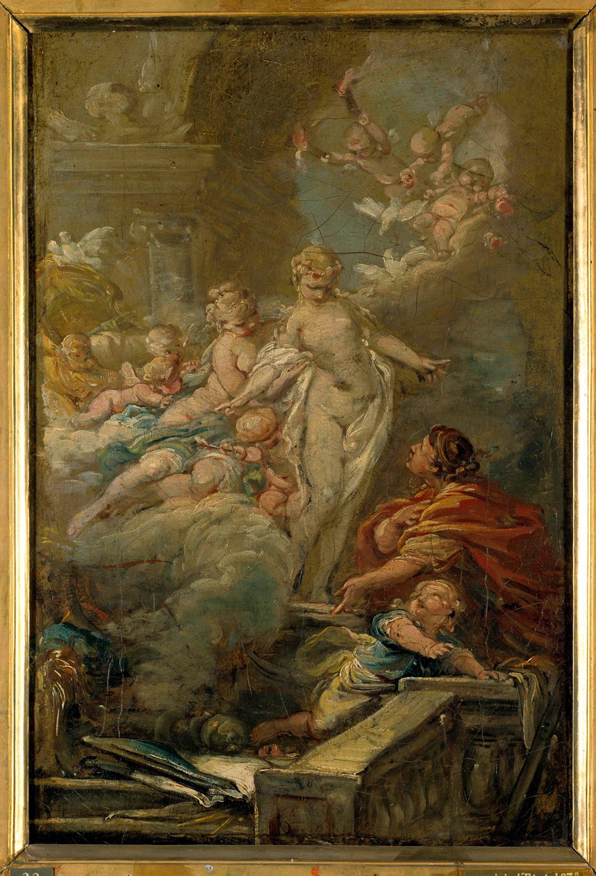 Pygmalion and Galatee Sketch av Jean Baptiste Deshays (1729-1765) 1700-tallets søn. 0,49 x 0,33 m. Omvisninger i kunstmuseet av Jean Baptiste Deshays