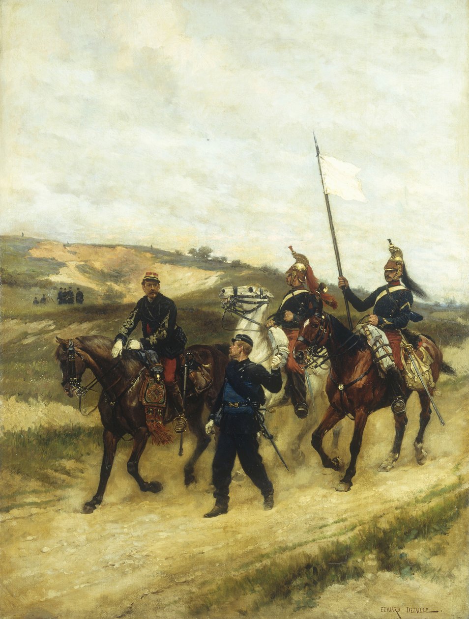 Et kavalerikontor og dragoner av Jean Baptiste Edouard Detaille