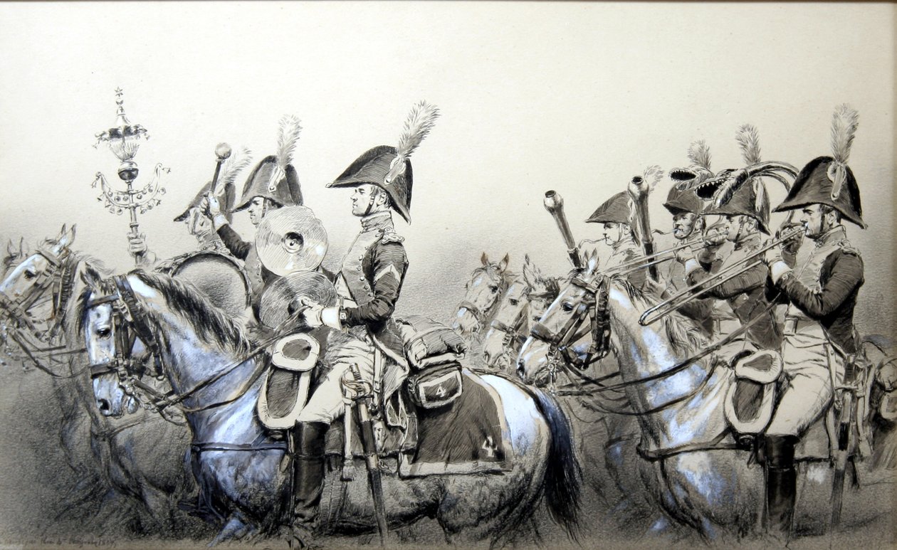Napoleonskrigene, Band of the 4th Dragons av Jean Baptiste Edouard Detaille