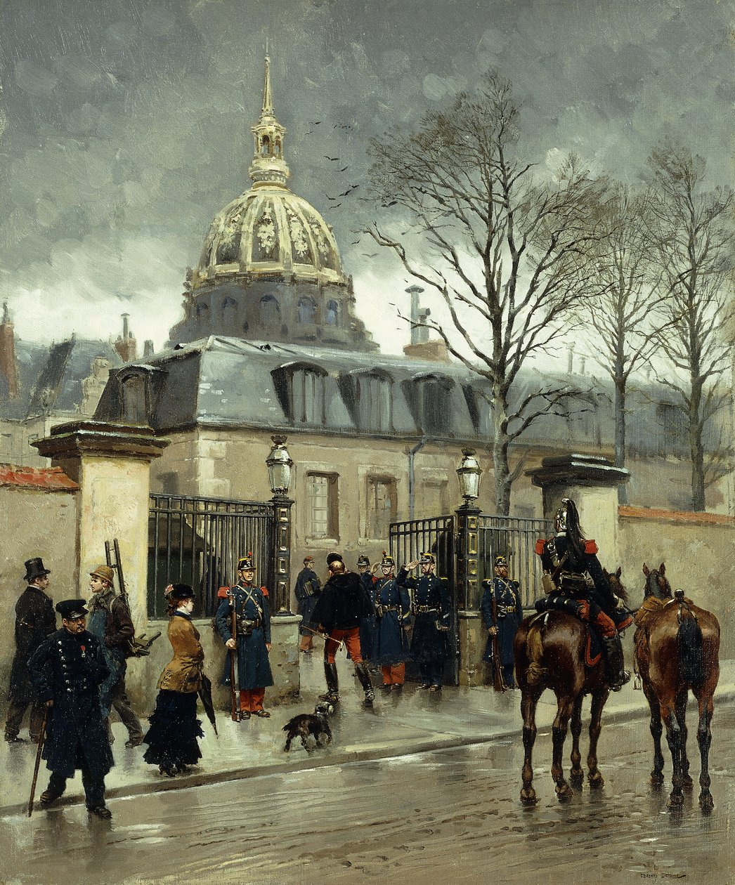 Utenfor Les Invalides, Paris, av Jean Baptiste Edouard Detaille