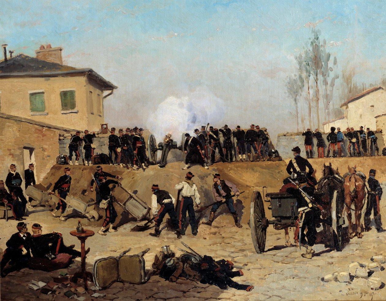Beleiring av Paris: "" kamp i Villejuif den 19.09.1870"" Maleri av Edouard Detaille (1848-1912) 1870 Søn. 0,55x0,67 m Paris, musee d
