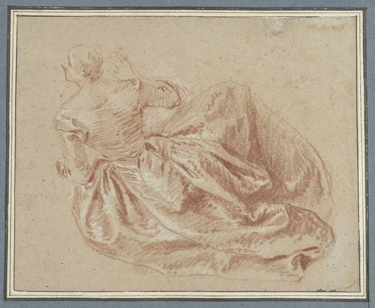 Dame sitter på gulvet av Jean Baptiste François Pater