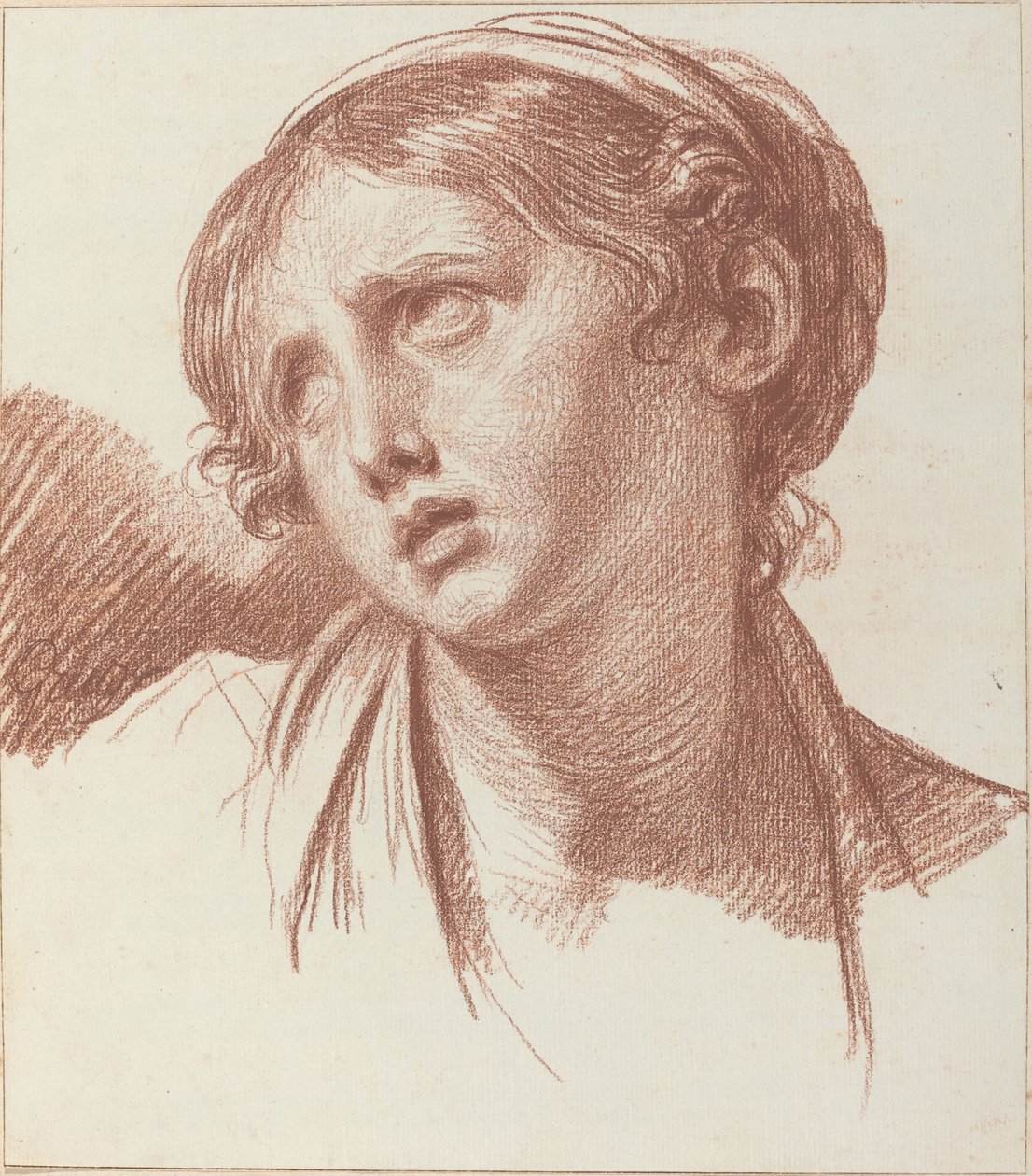 En ung jente som ser oppover av Jean Baptiste Greuze