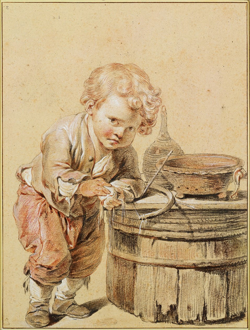 Gutt med et knust egg, ca 1756 av Jean Baptiste Greuze