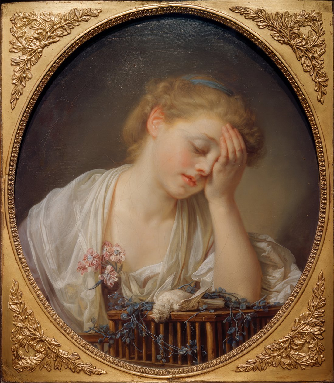 Den unge jenta som gråter for sin døde fugl av Jean Baptiste Greuze