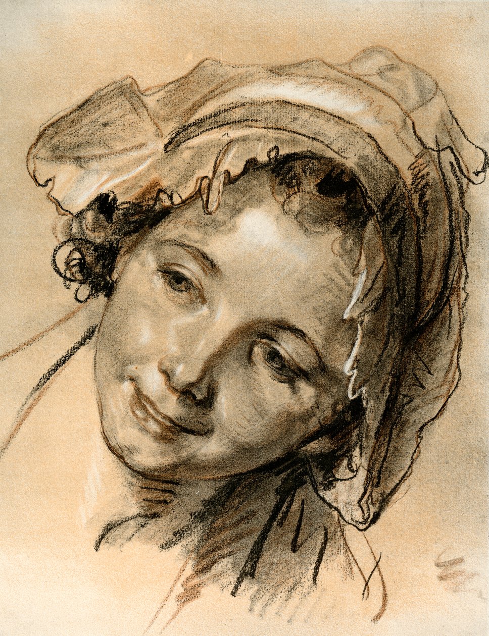 Hodestudie av en jente av Jean Baptiste Greuze