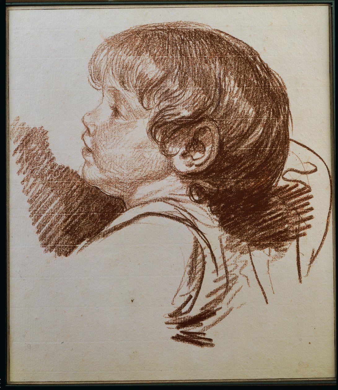 Hodet til en gutt i profil til venstre av Jean Baptiste Greuze