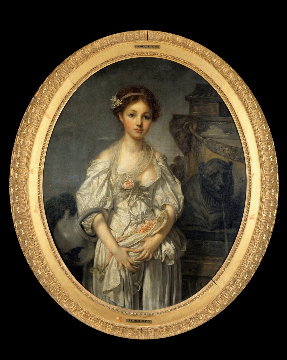 La juche cassee Maleri av Jean Baptiste Greuze (1725-1805) 1700-talls søn. 1,08x0,86 m. av Jean Baptiste Greuze