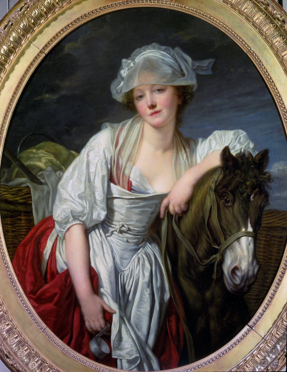 The Milkmaid-maleriet av Jean-Baptiste (Jean Baptiste) Greuze (1725-1805) 1780 Søn. 106x86 cm Paris, Louvre-museet av Jean Baptiste Greuze