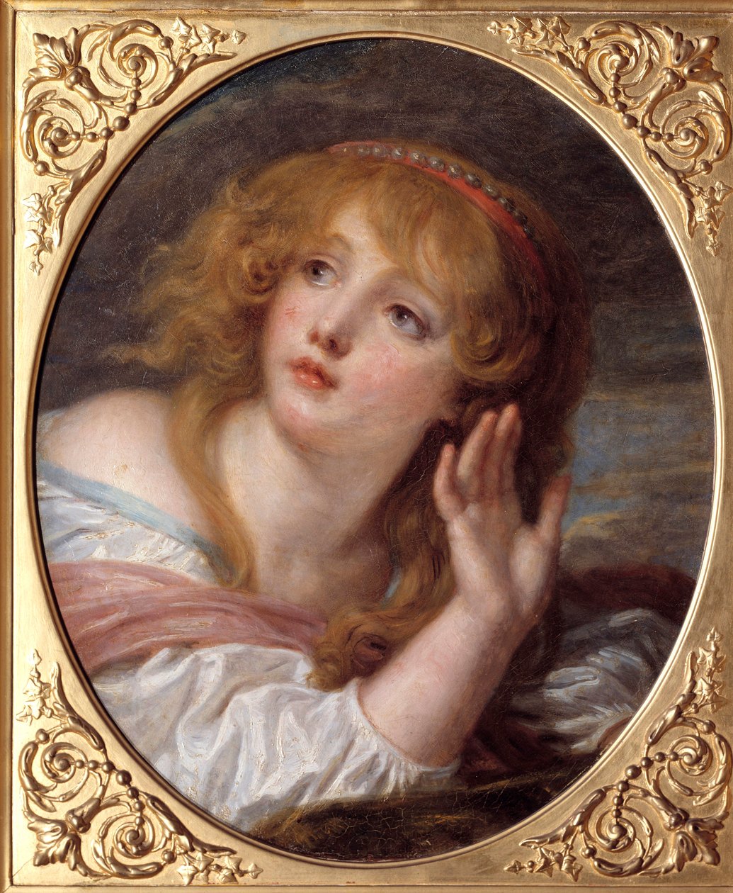 La overraskelse Maleri av Jean Baptiste Greuze (1725-1805) 1700-talls søn. 0,47x0,38 m Chantilly, Musee Conde av Jean Baptiste Greuze