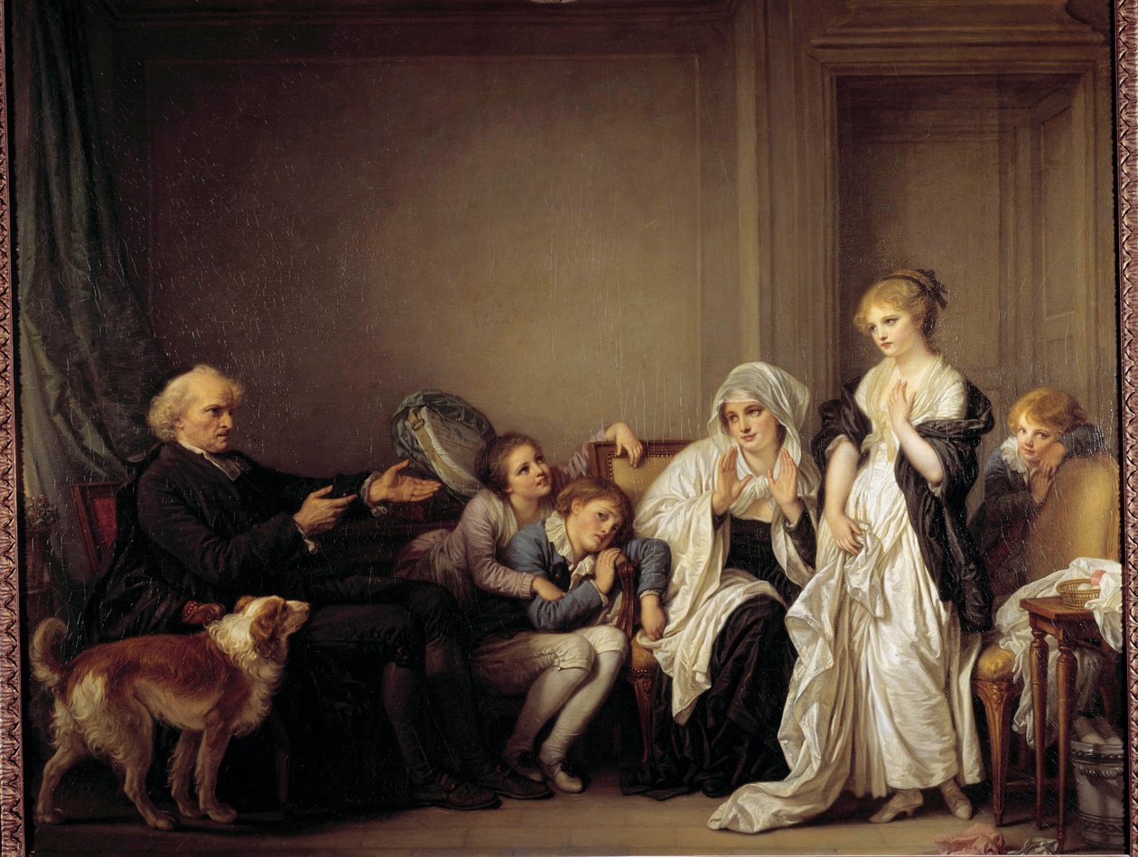 Kuren og den unge enken Maleri av Jean Baptiste Greuze (1725-1805) 1700-tallet av Jean Baptiste Greuze