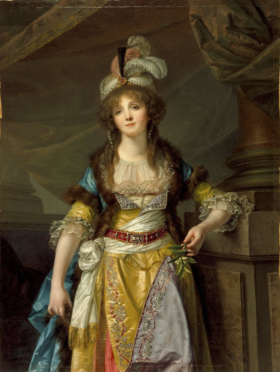 Portrett av en dame i tyrkisk kostyme, ca. 1790 av Jean Baptiste Greuze