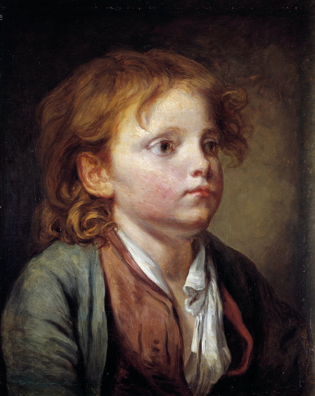 Portrett av en ung gutt Maleri av Jean-Baptiste Greuze (1725-1805). 18. århundre. Dim. 0,40x0,32 m. Chantilly, Musee Conde - Portrett av en ung gutt. Maleri av Jean-Baptiste Greuze (1725-1805). 18. århundre. 0,40 x 0,32 m. Conde Museum, Chantilly, Fra av Jean Baptiste Greuze