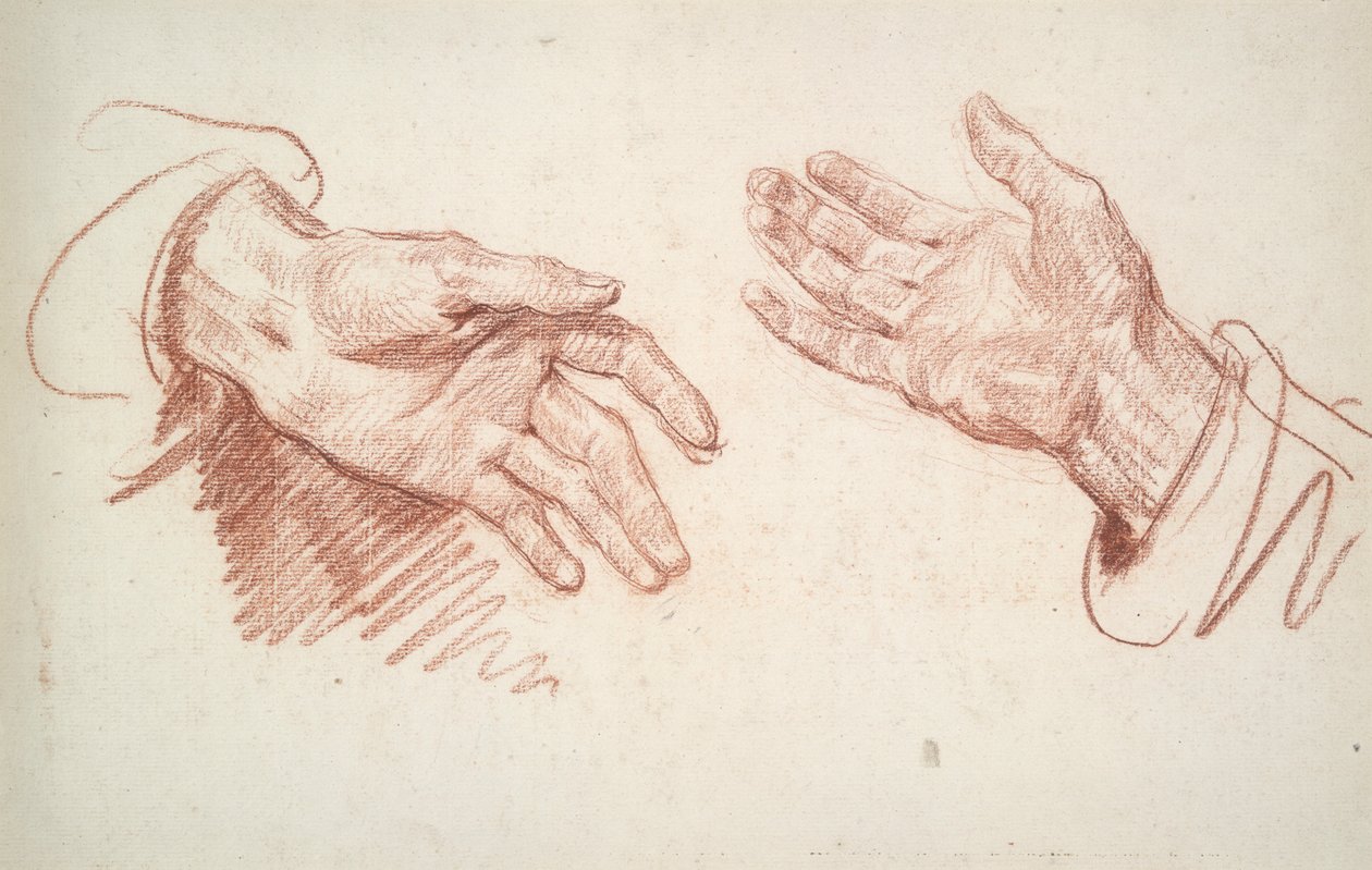 Studie av 2 hender av Jean Baptiste Greuze