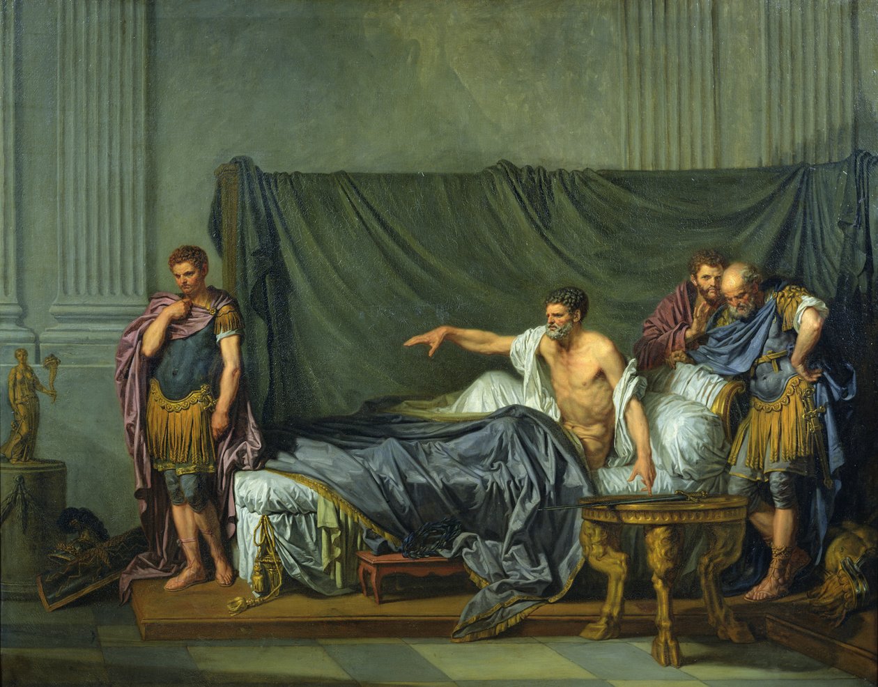 Keiseren Severus irettesetter sin sønn, Caracalla, for at han ønsket å myrde ham, 1769 av Jean Baptiste Greuze