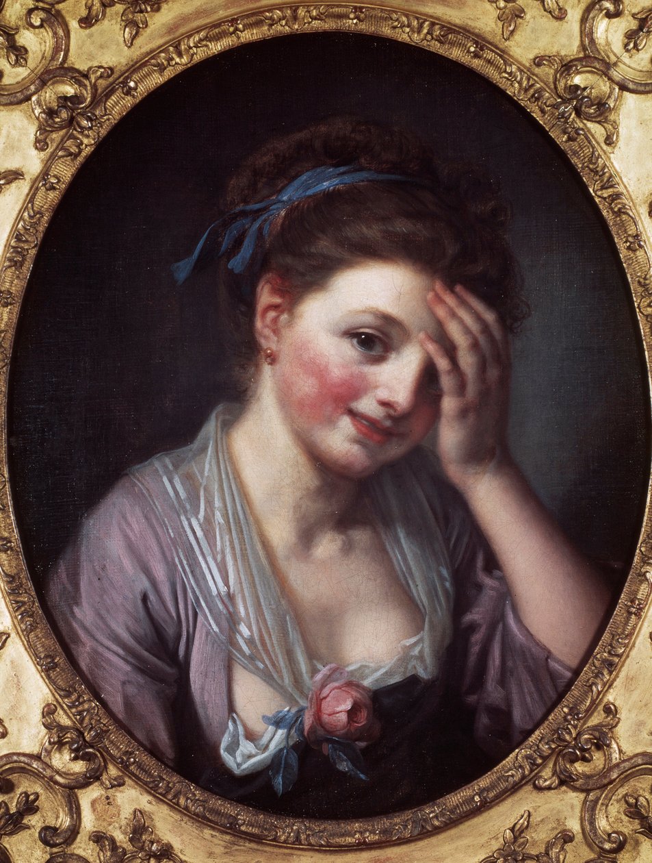 Jenta har rosen Maleri av Jean Baptiste Greuze (1725-1805) 1700-tallet. Paris, Musee Cognacq Jay. av Jean Baptiste Greuze