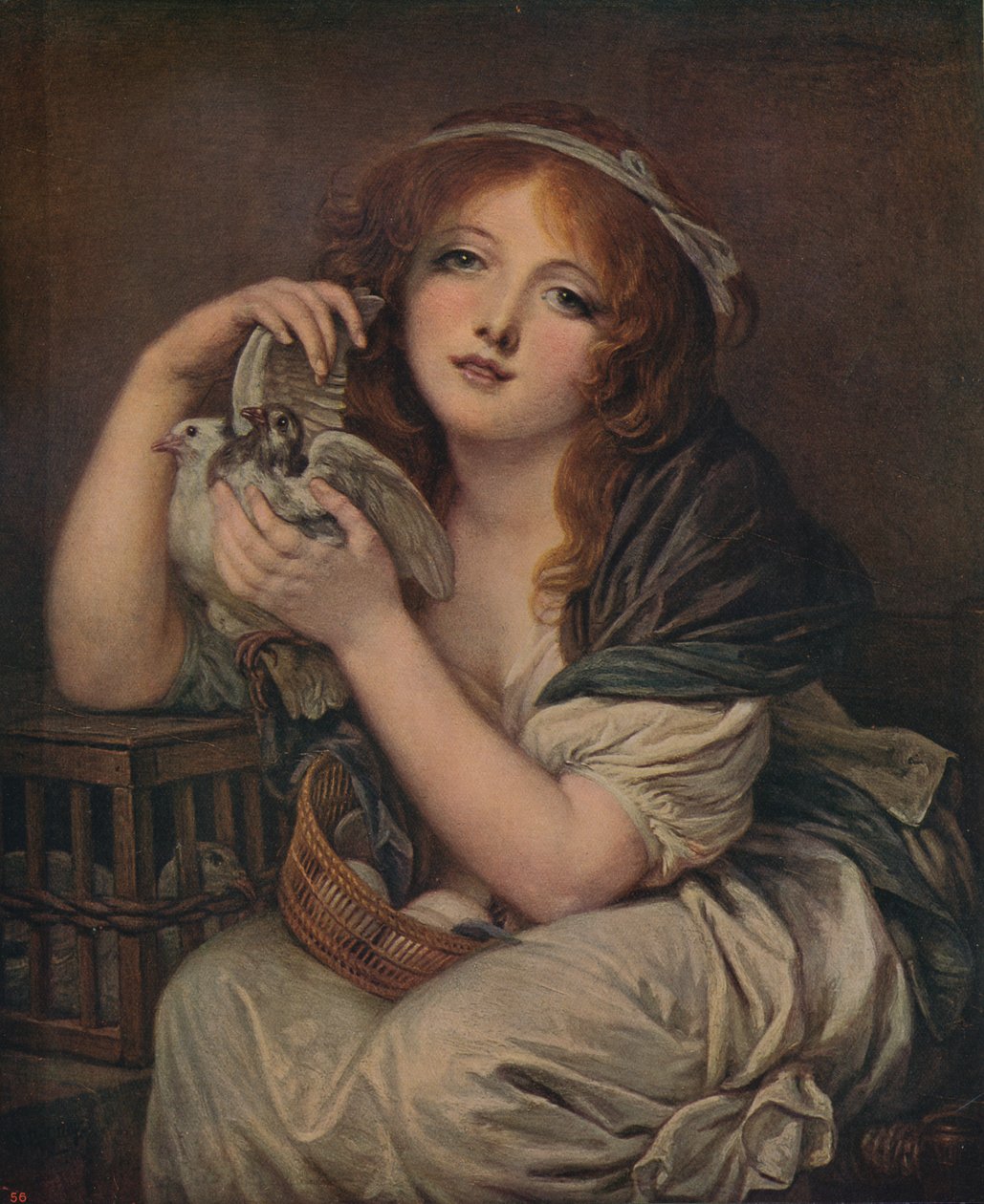 Kvinne med duer, 1799-1800, c1915 av Jean Baptiste Greuze