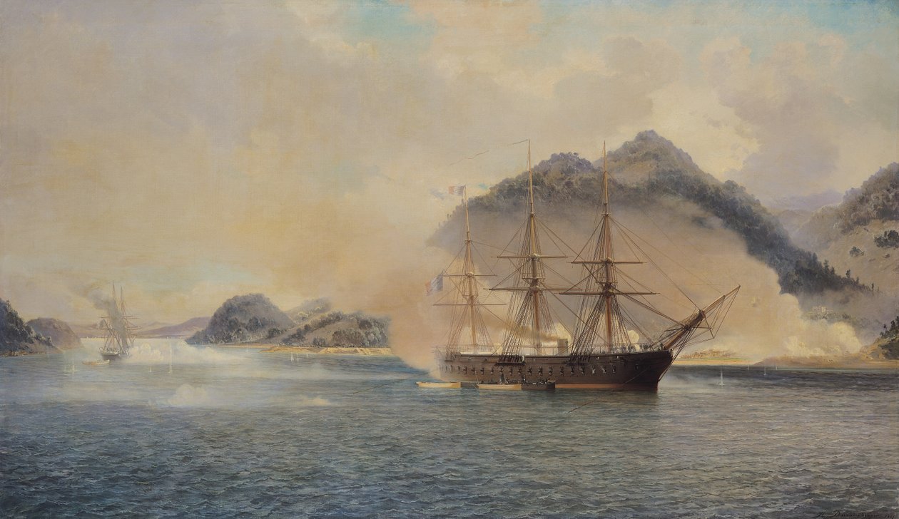 Sjøslaget ved Shimonoseki-stredet, 20. juli 1863, 1865 av Jean Baptiste Henri Durand Brager