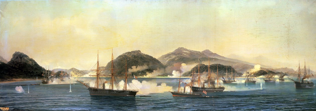 Det andre slaget ved Shimonoseki, 5. september 1864, 1868 av Jean Baptiste Henri Durand Brager