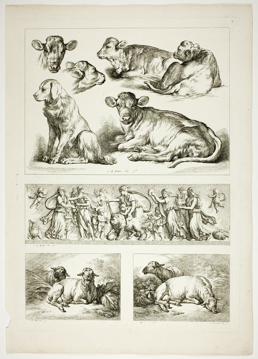 Plate 20 av 38 fra Oeuvres de J. B. Huet av Jean Baptiste Huet