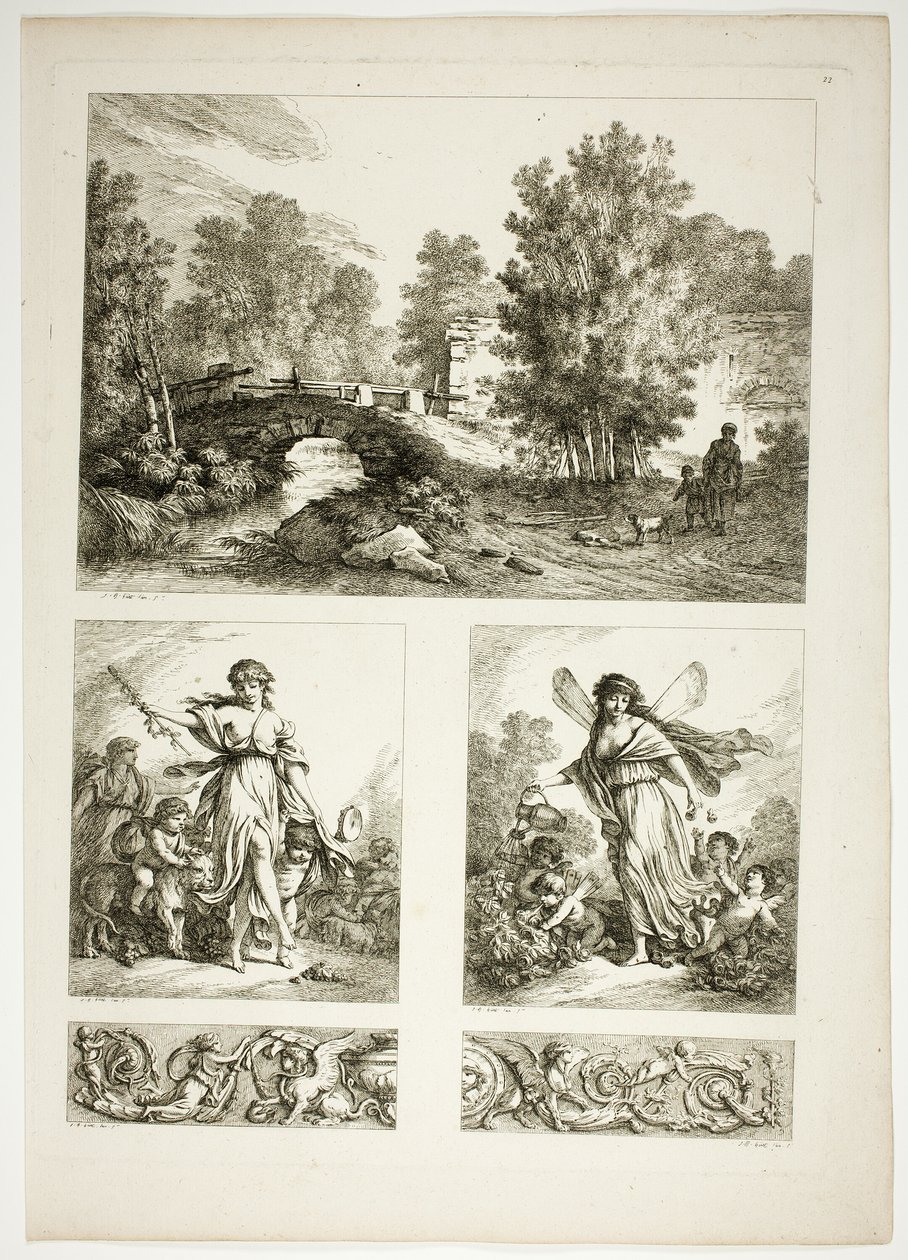 Plate 22 av 38 fra Oeuvres de J. B. Huet av Jean Baptiste Huet
