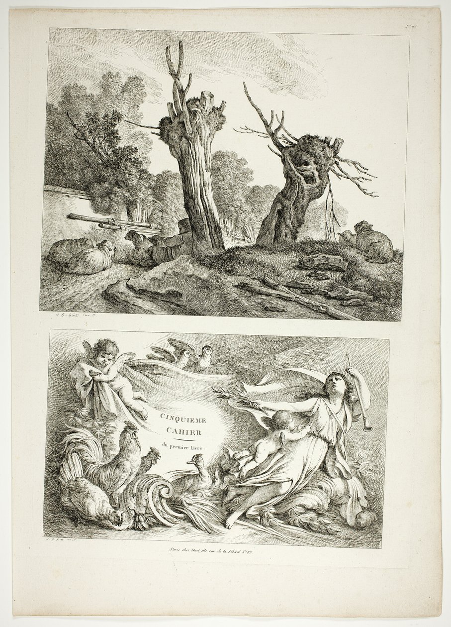 Plate 25 av 38 fra Oeuvres de J. B. Huet av Jean Baptiste Huet