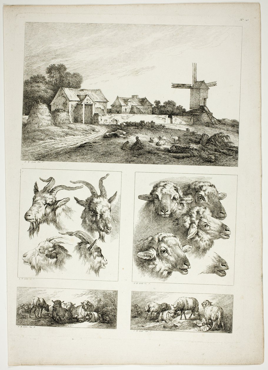 Plate 28 av 38 fra Oeuvres de J. B. Huet av Jean Baptiste Huet