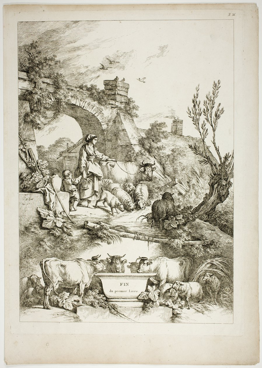 Plate 36 av 38 fra Oeuvres de J. B. Huet av Jean Baptiste Huet
