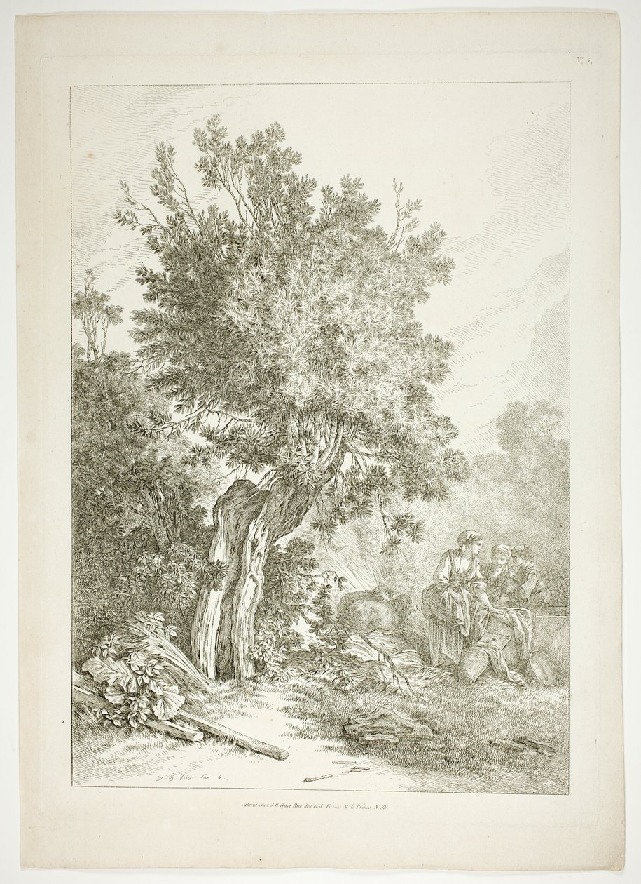 Plate fem av 38 fra Oeuvres de J. B. Huet av Jean Baptiste Huet
