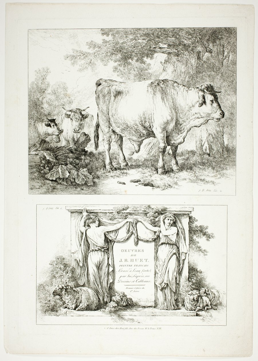 Plate En av 38 fra Oeuvres de J. B. Huet av Jean Baptiste Huet