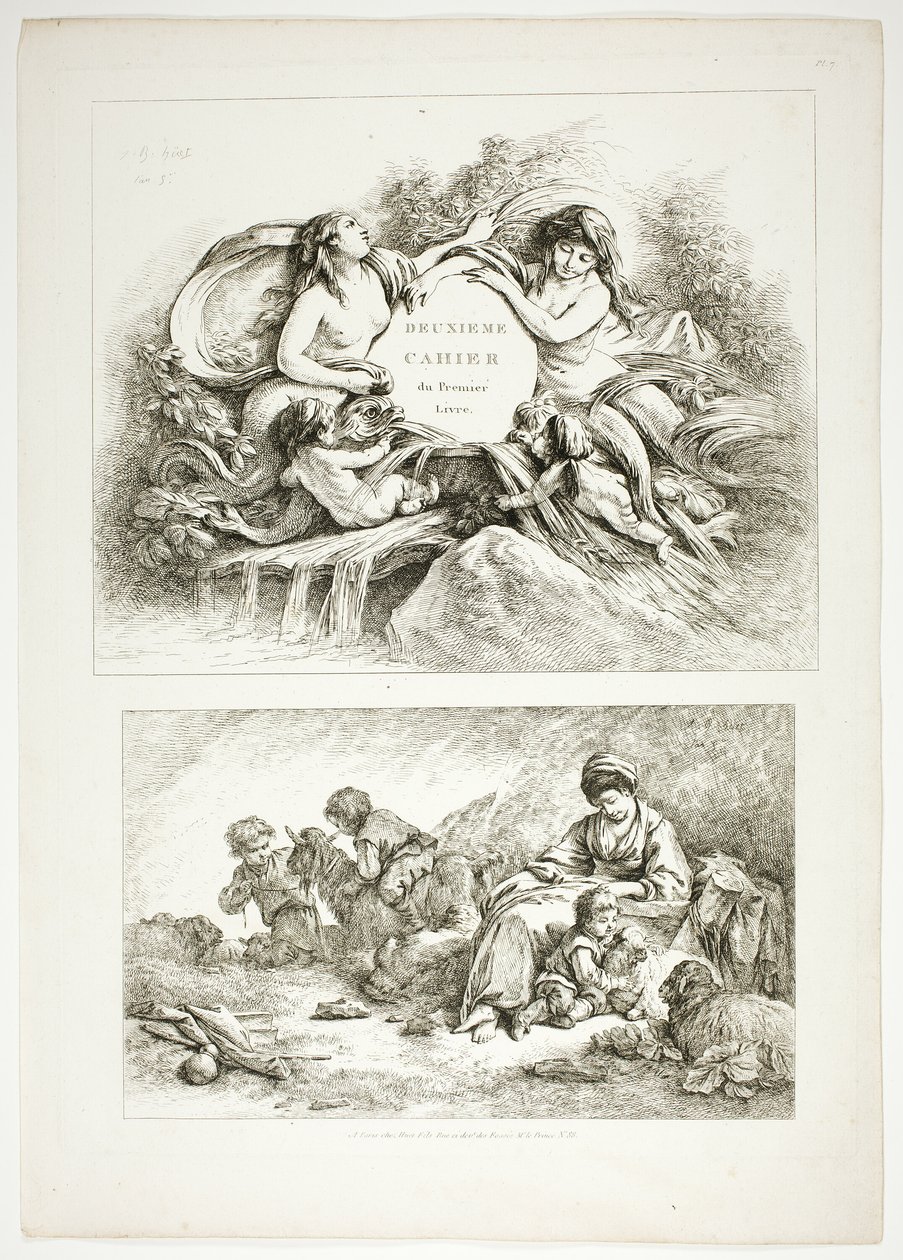 Plate syv av 38, fra Oeuvres de J. B. Huet av Jean Baptiste Huet