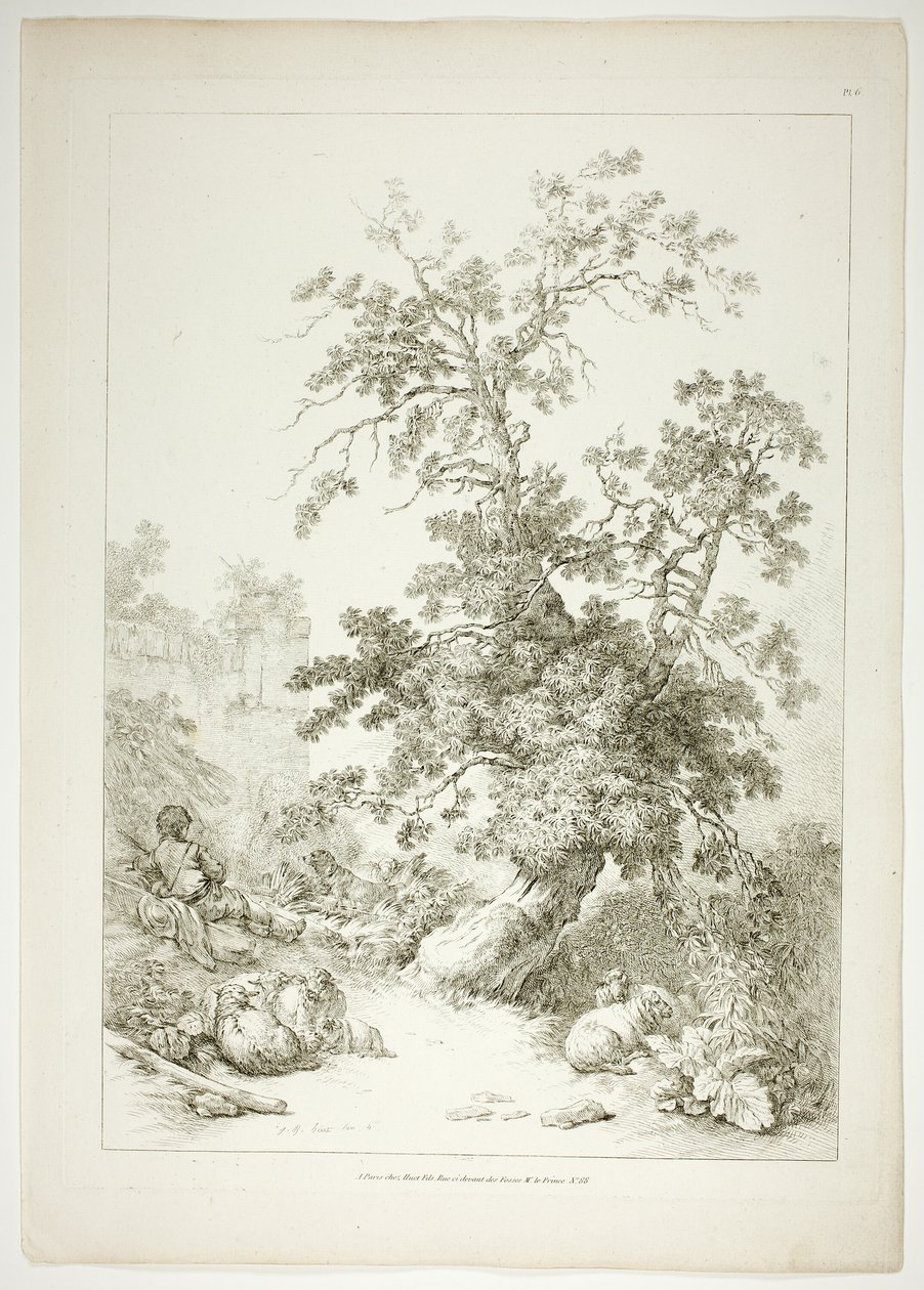 Plate seks av 38 fra Oeuvres de J. B. Huet av Jean Baptiste Huet