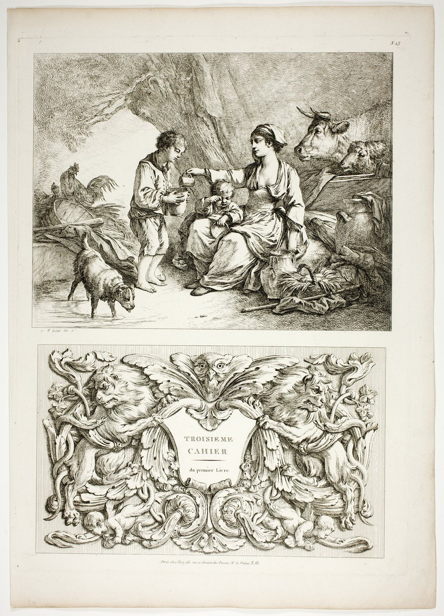 Plate Tretten av 38 fra Oeuvres de J. B. Huet av Jean Baptiste Huet