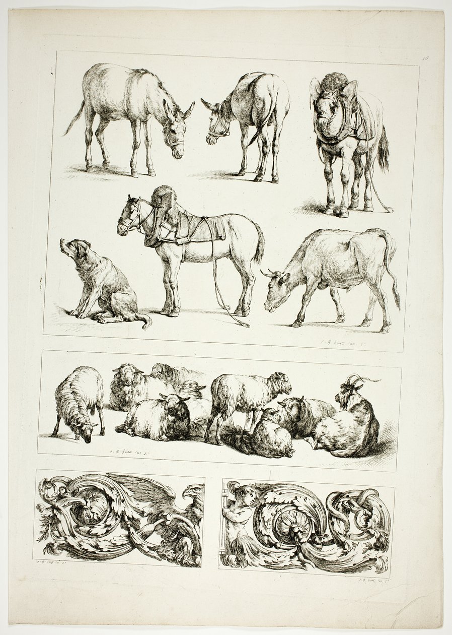 Plate femten av 38 fra Oeuvres de J. B. Huet av Jean Baptiste Huet