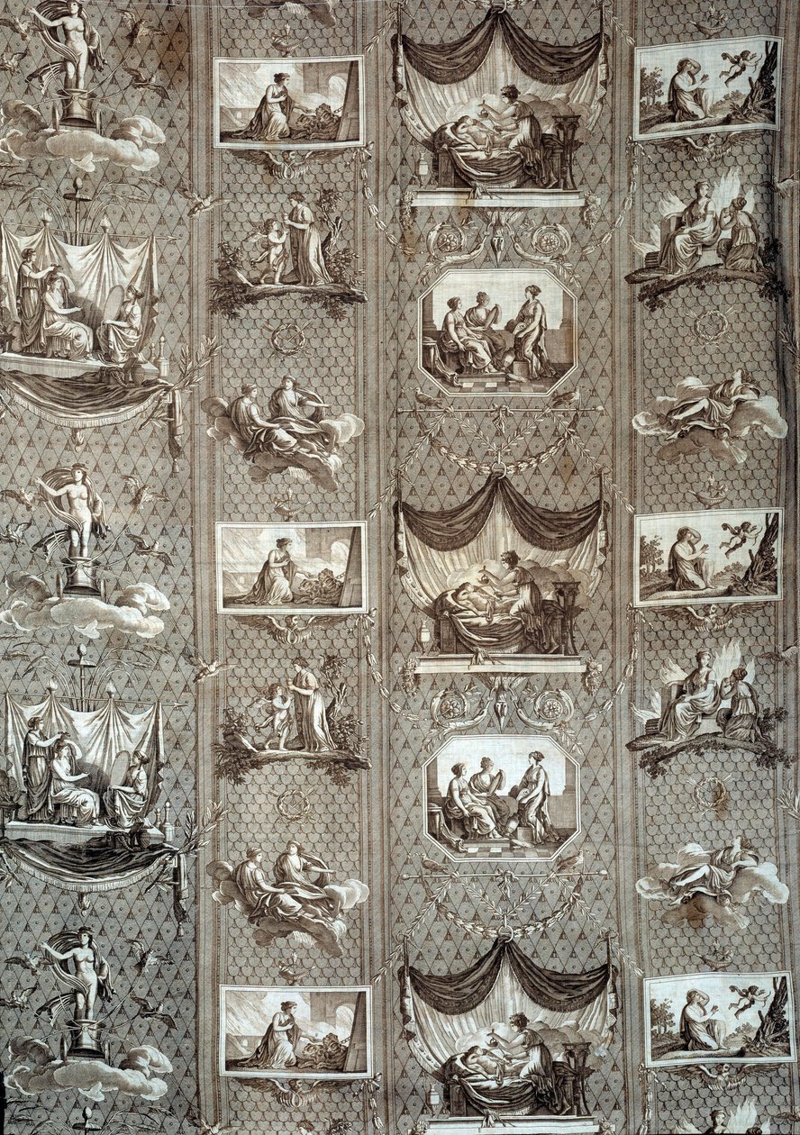 Tapet som representerer psyke og amor. Fra en tegning av Jean-Baptiste Huet (1745-1811) av Jean Baptiste Huet