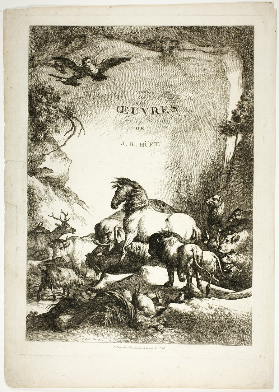 Tittelside fra Oeuvres de J. B. Huet av Jean Baptiste Huet