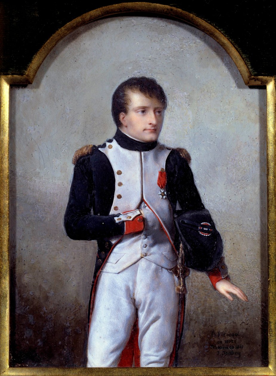 Portrett av Napoleon Bonaparte (1769-1821) første konsul i 1802 Maleri av Jean Baptiste Isabey (1767-1855) 1841, olje på elfenben av Jean Baptiste Isabey