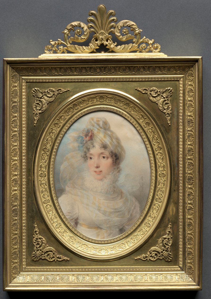 Portrett av en kvinne i en hvit kjole, 1813. av Jean Baptiste Isabey