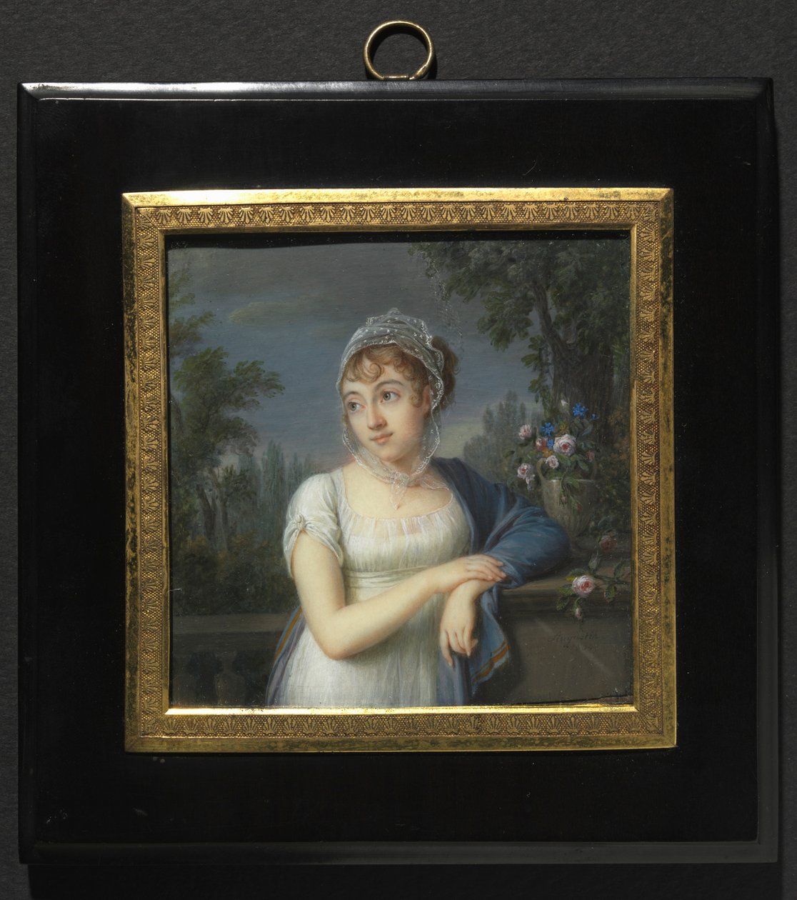 Portrett av en kvinne nær en balustrade, 1804. av Jean Baptiste Jacques Augustin