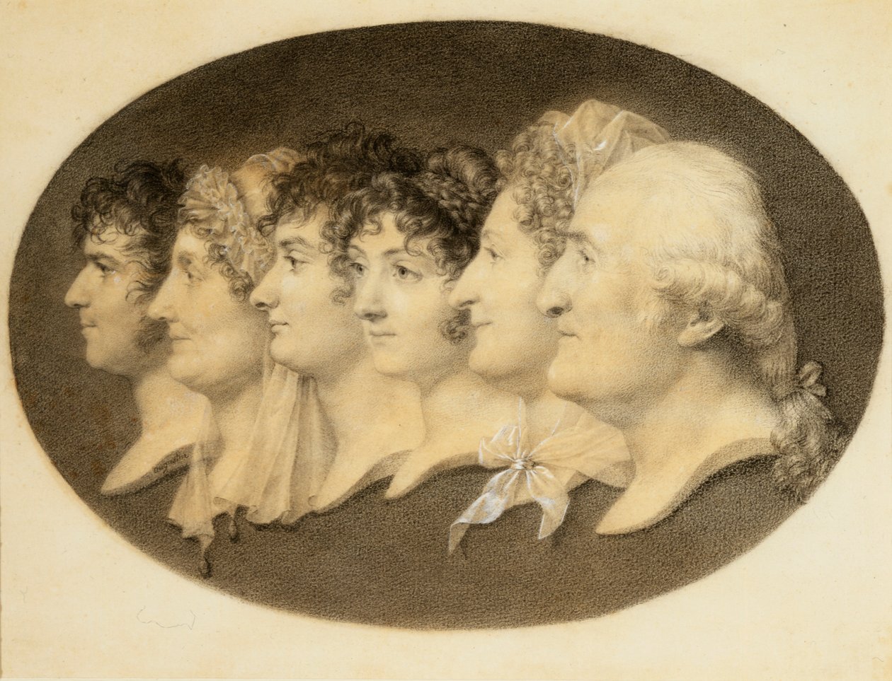 Profilportrett av Augustin og hans familie av Jean Baptiste Jacques Augustin