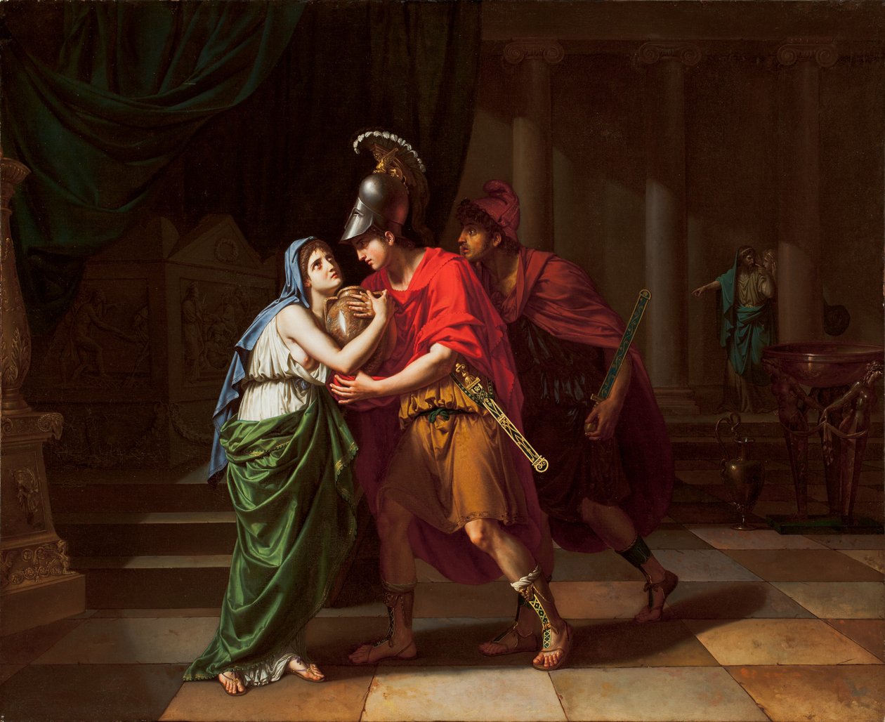 Electra mottar asken til sin bror, Orestes, 1826-27 av Jean Baptiste Joseph Wicar
